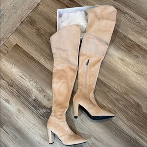 ShoeNTale Beige Over-the-Knee Boots